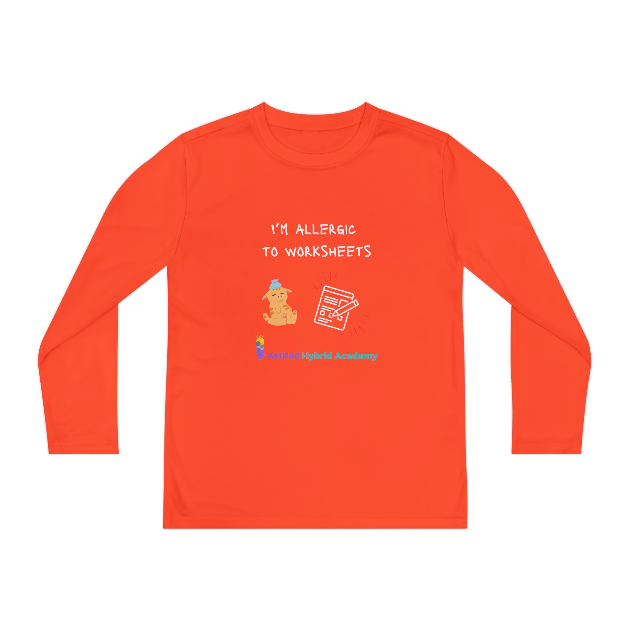 Youth Long Sleeve Tee - "I'm Allergic to Worksheets" Kid's Shirt - Image 13