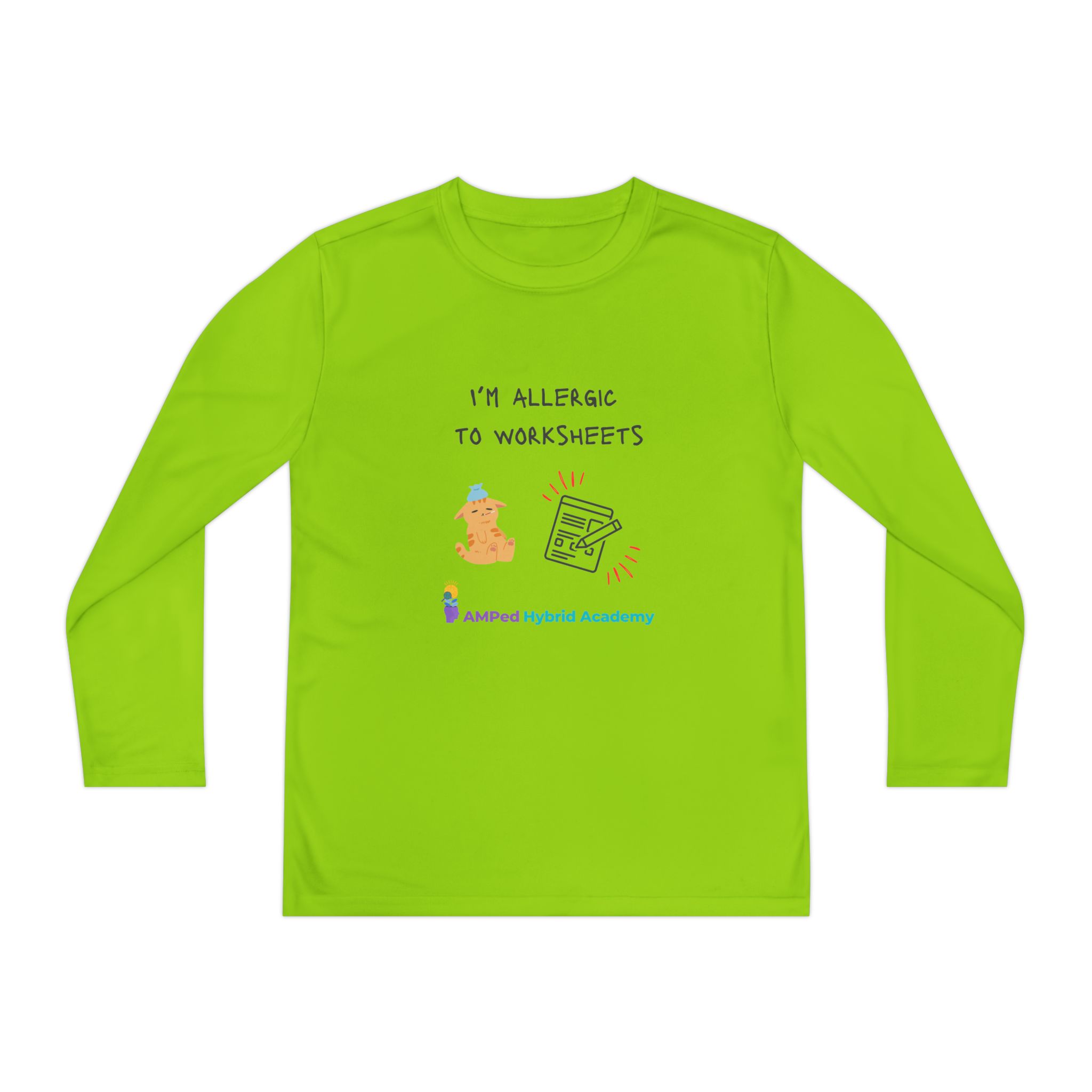 Youth Long Sleeve Tee - "I'm Allergic to Worksheets" Kid's Shirt - Image 25
