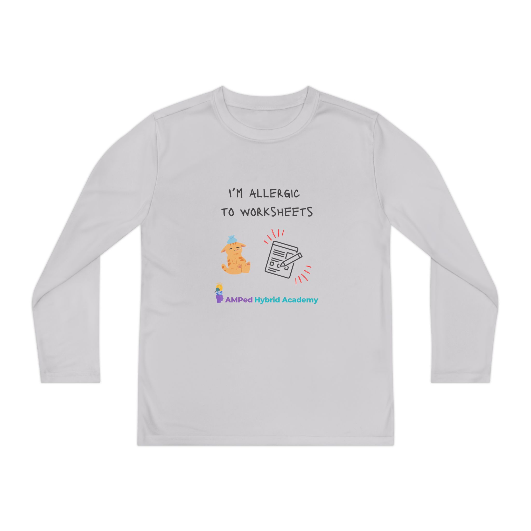 Youth Long Sleeve Tee - "I'm Allergic to Worksheets" Kid's Shirt - Image 9