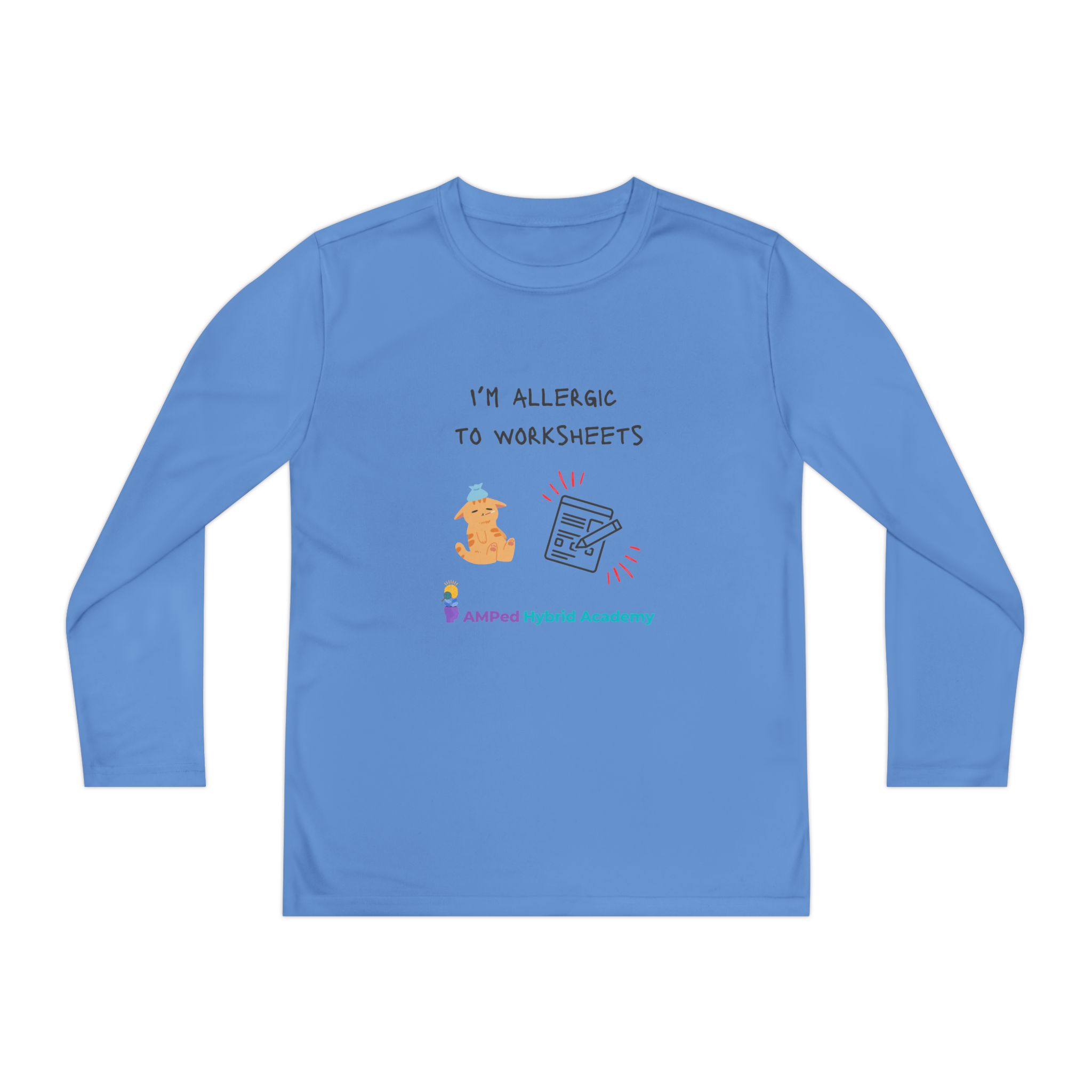 Youth Long Sleeve Tee - "I'm Allergic to Worksheets" Kid's Shirt - Image 33