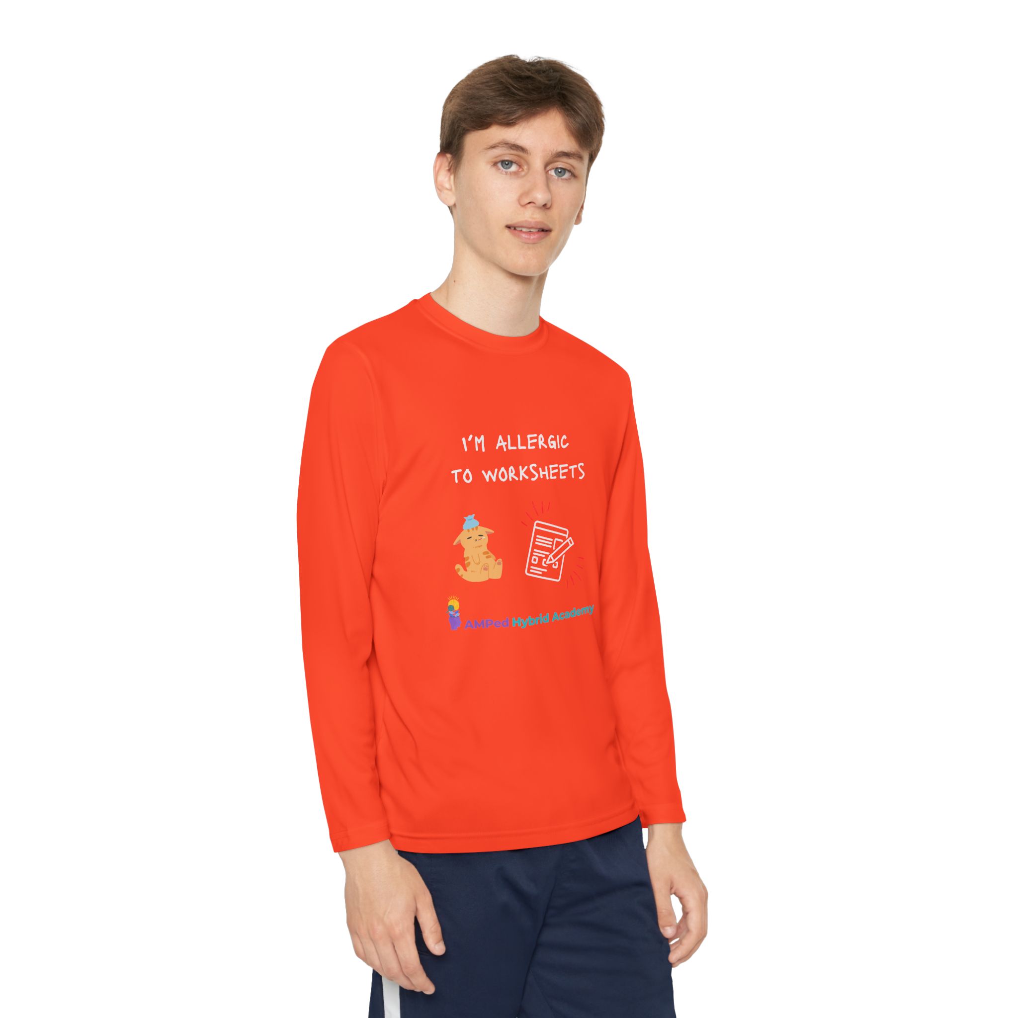 Youth Long Sleeve Tee - "I'm Allergic to Worksheets" Kid's Shirt - Image 15