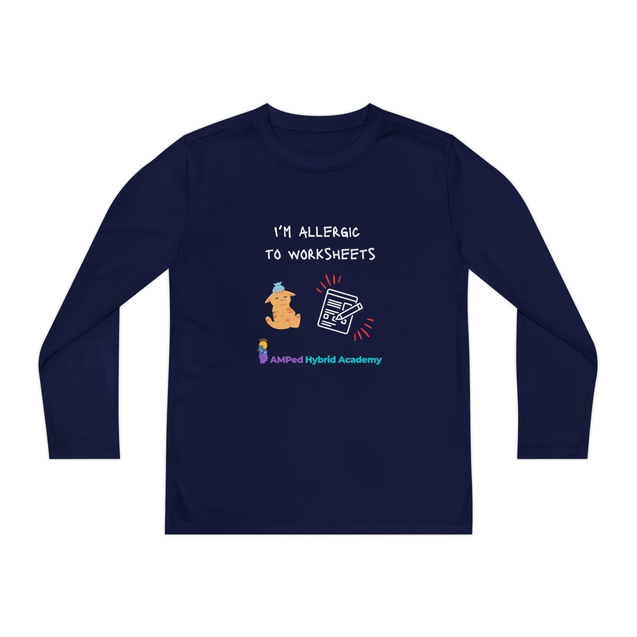 Youth Long Sleeve Tee - "I'm Allergic to Worksheets" Kid's Shirt - Image 41
