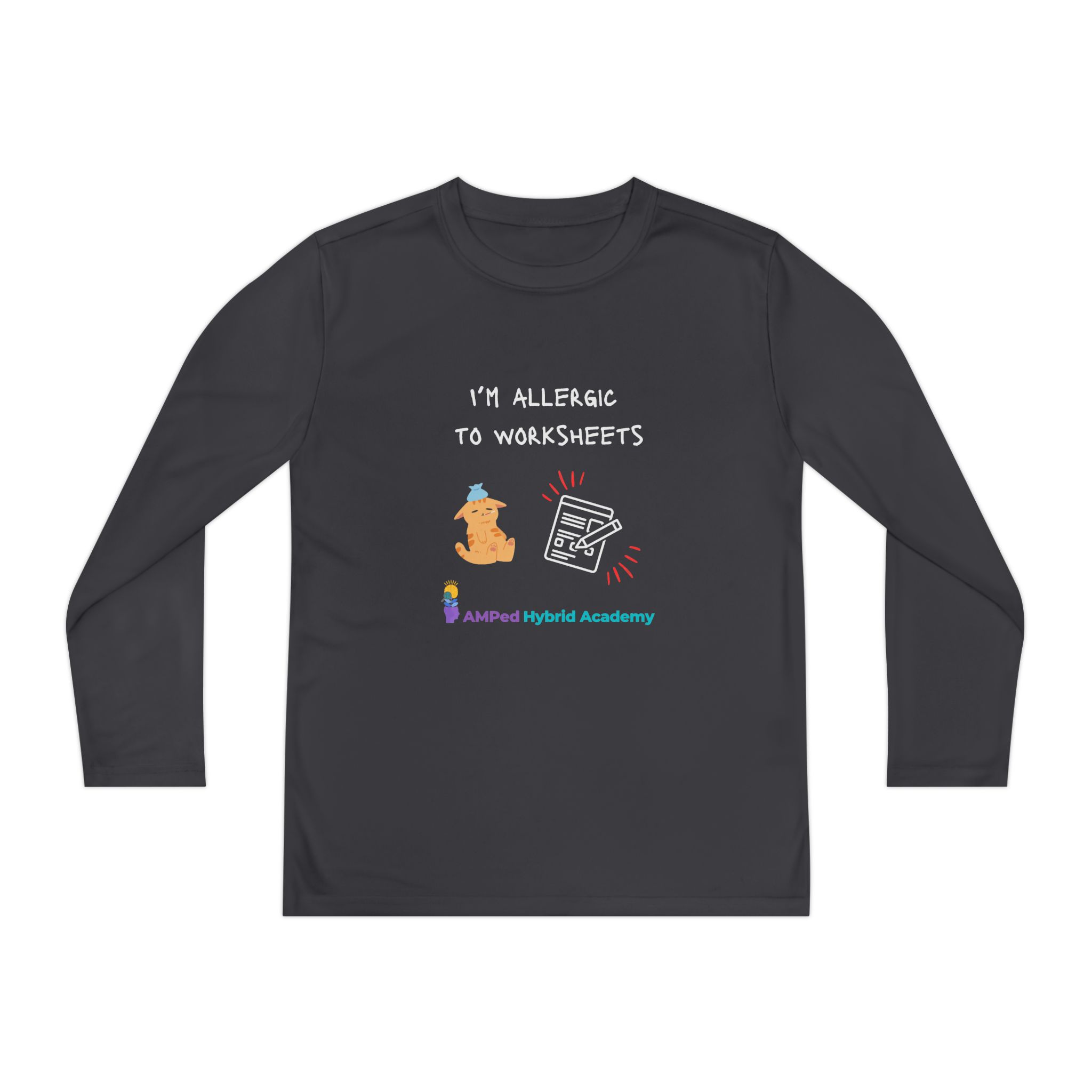 Youth Long Sleeve Tee - "I'm Allergic to Worksheets" Kid's Shirt - Image 17
