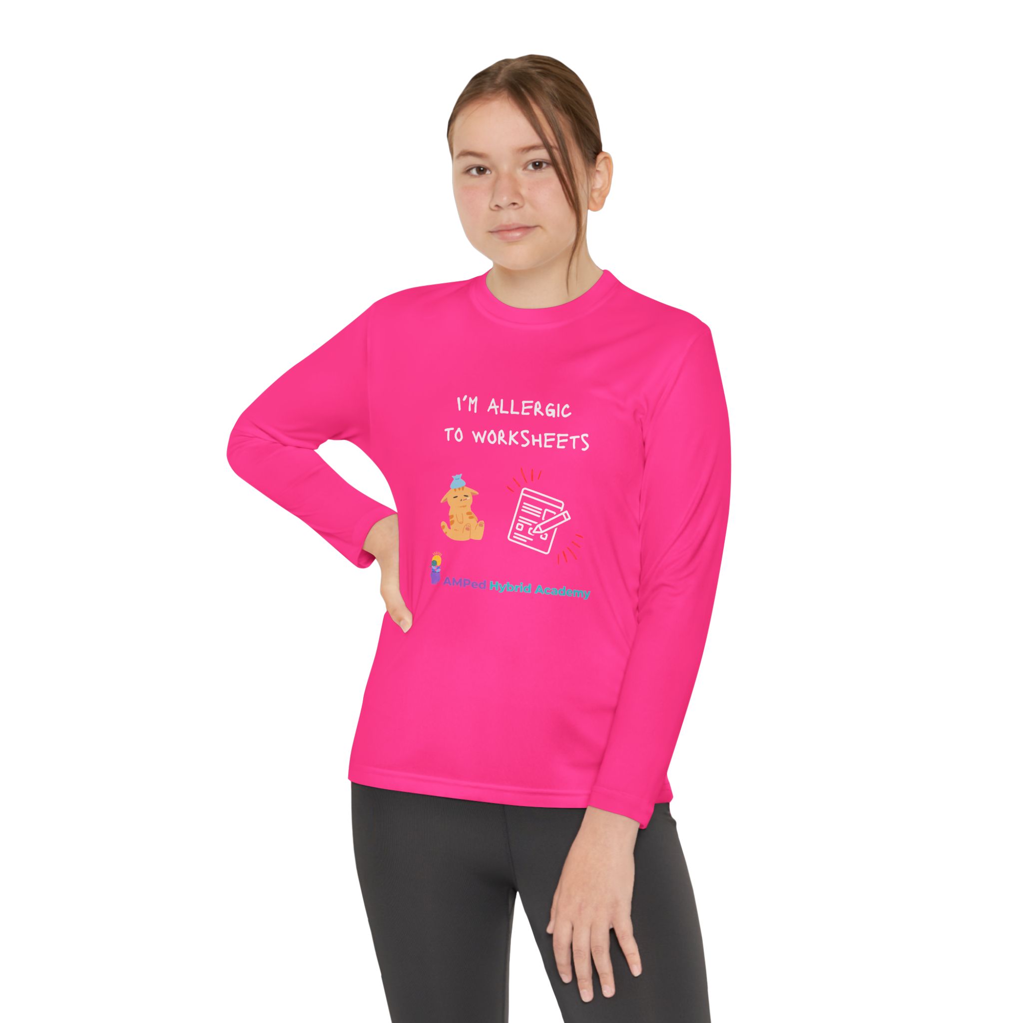 Youth Long Sleeve Tee - "I'm Allergic to Worksheets" Kid's Shirt