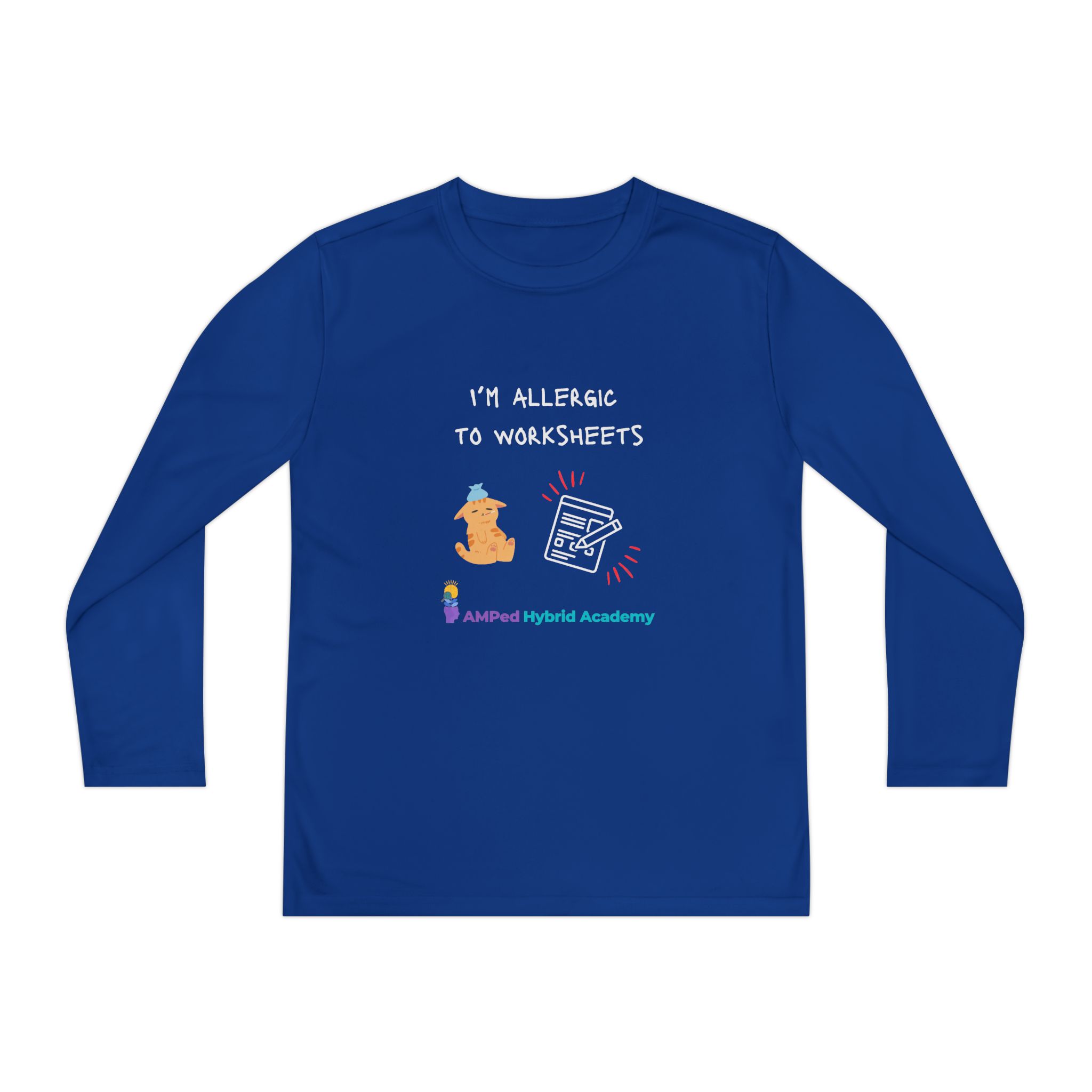 Youth Long Sleeve Tee - "I'm Allergic to Worksheets" Kid's Shirt - Image 37